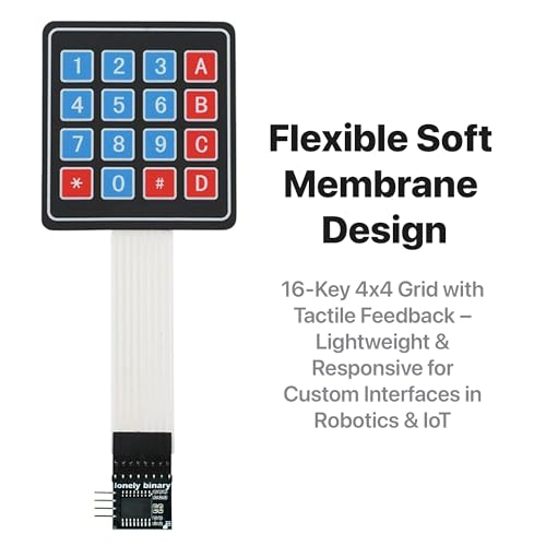 LONELY BINARY 5-Set I2C 4x4 Matrix Membrane Keypad for Arduino ESP32 Pico