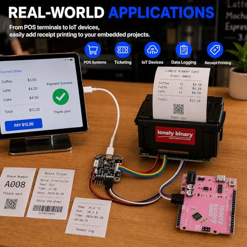 Lonely Binary 58mm Thermal Receipt Printer Kit Type-C for ESP32 & Arduino