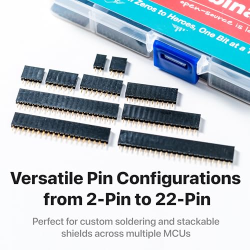 Lonely Binary 160-Piece 2.54mm Female Pin Header Kit, Single Row Straight