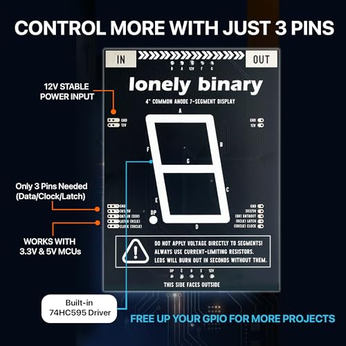 Lonely Binary 4" 7-Segment LED Display 74HC595 for Arduino & ESP32
