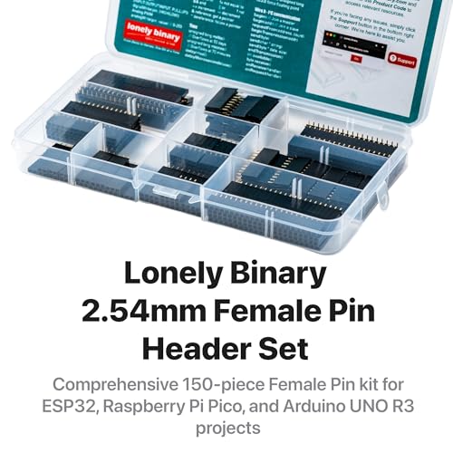Lonely Binary 160-Piece 2.54mm Female Pin Header Kit, Single Row Straight