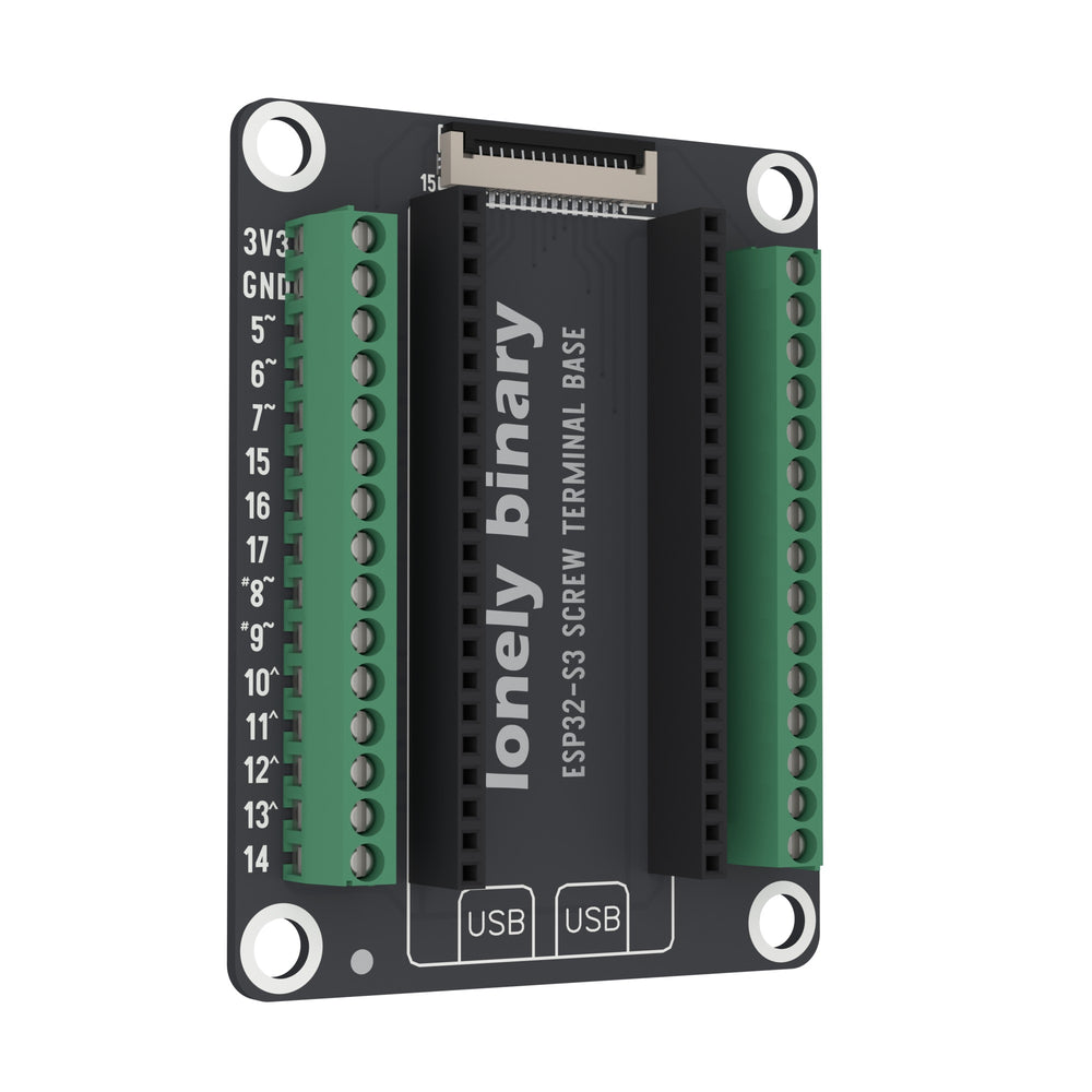 ESP32-S3 Screw Terminal Base swung 30 degrees away on its left edge