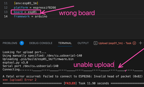 Uploading Code for ESP-01: Arduino IDE and PlatformIO