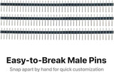Lonely Binary 75-Piece 2.54mm Pin Header Kit, Male and Female 40-Pin Rows