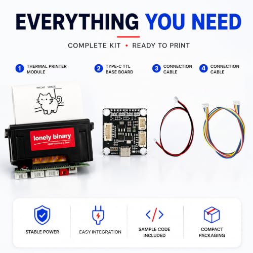 Lonely Binary 58mm Thermal Receipt Printer Kit Type-C for ESP32 & Arduino