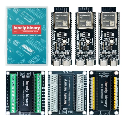 Lonely Binary 3-Pack ESP32-S3 N16R8 Development Board + 3 Terminal Bases