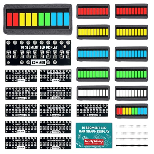 LONELY BINARY 12-Pack 10-Segment LED Bar Graph 6-Color Resistor PCB Case