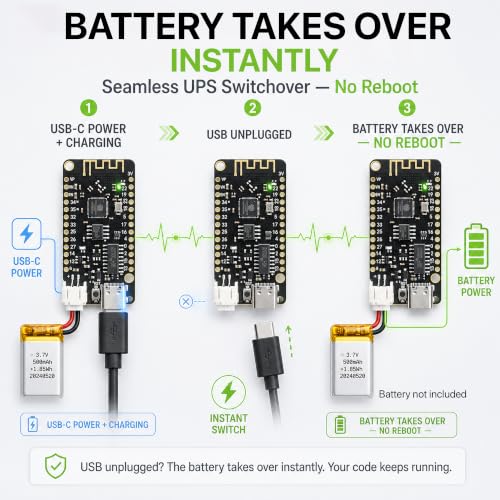 Lonely Binary 3-Pack ESP32 Development Board, LiPo UPS Charger, 3 Shields