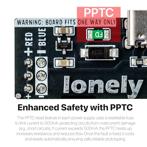 Lonely Binary 3-Pack Breadboard Power Supply 3.3V 5V USB-C Switchable