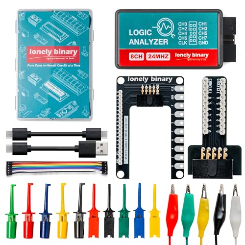 LONELY BINARY Logic Analyzer Kit, 8 Channel 24MHz USB with Breakout Boards