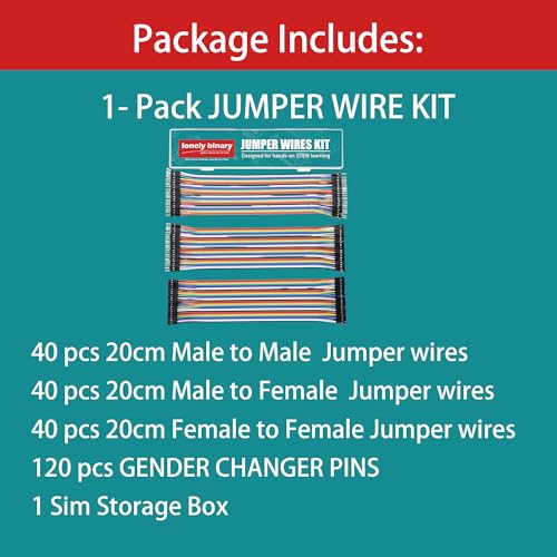 LONELY BINARY 120-Pack Breadboard Jumper Wires 20cm M-M M-F F-F for Arduino
