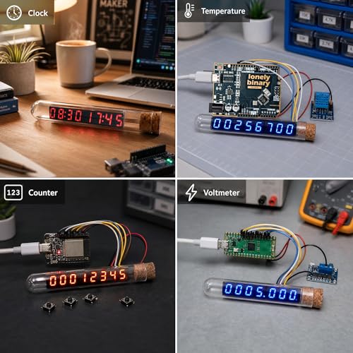 Lonely Binary MAX7219 Vintage Tube LED Clock Kit for ESP32 & Arduino