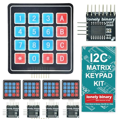 I2C 4x4 Membrane Keypad + Adapter, 5-Pack