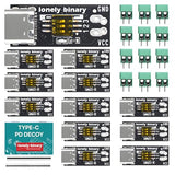 Lonely Binary 12-Pack USB-C PD Trigger 100W Decoy DIP 5-20V Screw Terminal