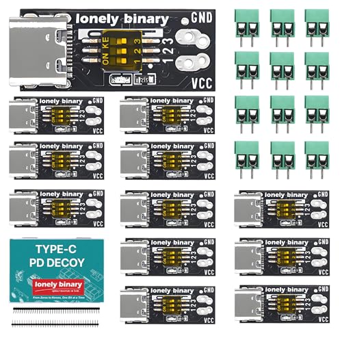 Lonely Binary 12-Pack USB-C PD Trigger 100W Decoy DIP 5-20V Screw Terminal