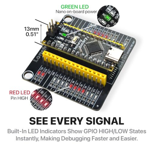 Lonely Binary 3X Nano V3.0 ATmega328P USB-C with PinPulse LED Shield Kit