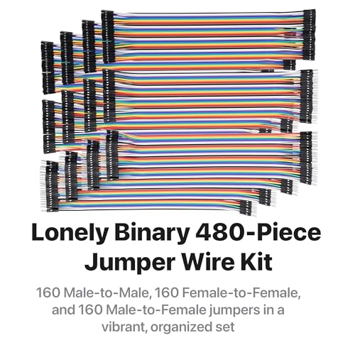 LONELY BINARY 480-Pack Breadboard Jumper Wires 20cm M-M M-F F-F for Arduino