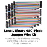 LONELY BINARY 480-Pack Breadboard Jumper Wires 20cm M-M M-F F-F for Arduino