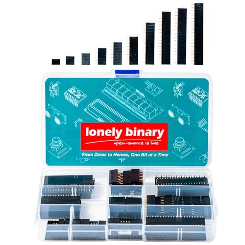 Lonely Binary 160-Piece 2.54mm Female Pin Header Kit, Single Row Straight