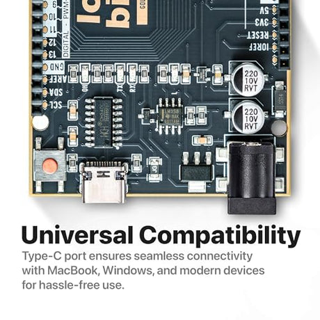 Lonely Binary UNO R3 ATmega328P Board USB-C ENIG Gold for Arduino IDE