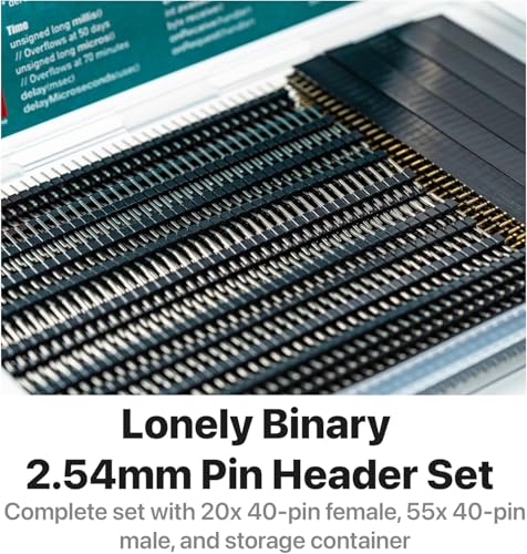 Lonely Binary 75-Piece 2.54mm Pin Header Kit, Male and Female 40-Pin Rows