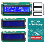 Lonely Binary 3-Pack 1602 LCD Display Module, Built-in I2C, 16x2 Blue