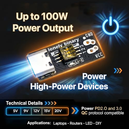 Lonely Binary 12-Pack USB-C PD Trigger 100W Decoy DIP 5-20V Screw Terminal