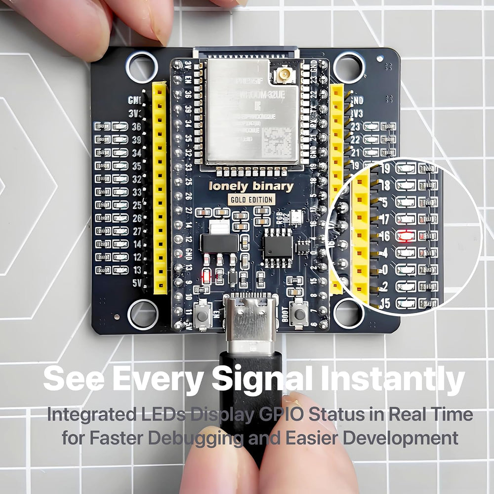 ESP32-WROOM-32UE IPEX + PinPulse Shield, 3-Pack