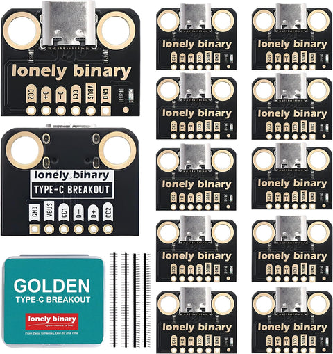 USB-C Breakout Board, 5.1kΩ CC, 12-Pack