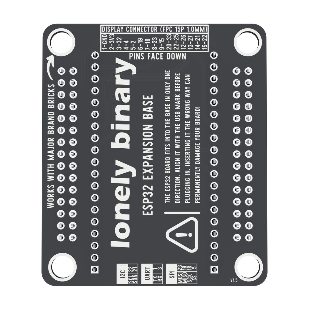 Underside of the ESP32 Expansion Base with the display connector pin mapping