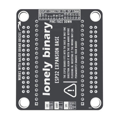 Underside of the ESP32 Expansion Base with the display connector pin mapping