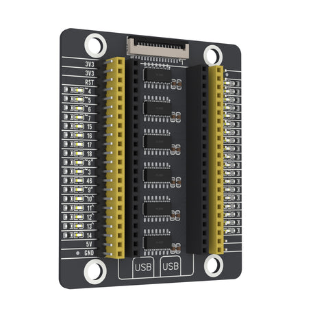 ESP32-S3 PinPulse Shield swung 30 degrees away on its left edge