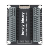 ESP32-S3 Pluggable Terminal Base seen from above: grey pluggable terminal blocks either side of the ESP32-S3 sockets