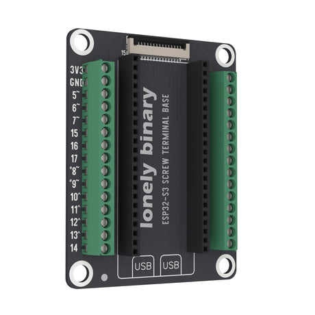 ESP32-S3 Screw Terminal Base swung 30 degrees away on its left edge