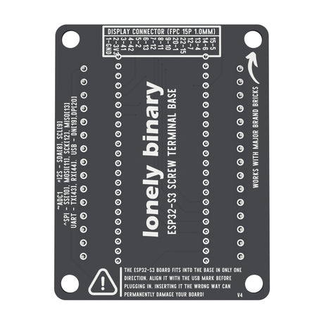 Underside of the ESP32-S3 Screw Terminal Base with the display connector pin mapping